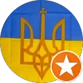 Flagge der Ukraine mit Trident-Symbol
