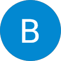 Weißer Buchstabe B auf blauem Kreis
